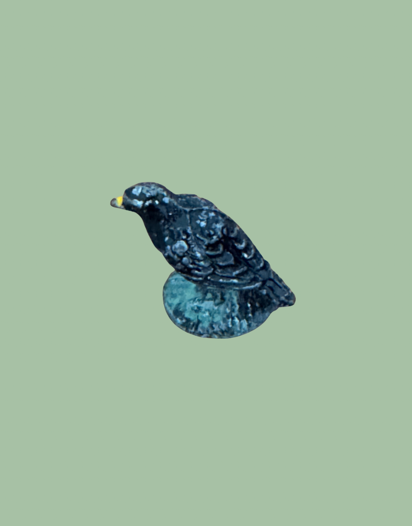 1920s Britains Crow Lead Bird Figure on Green Stand