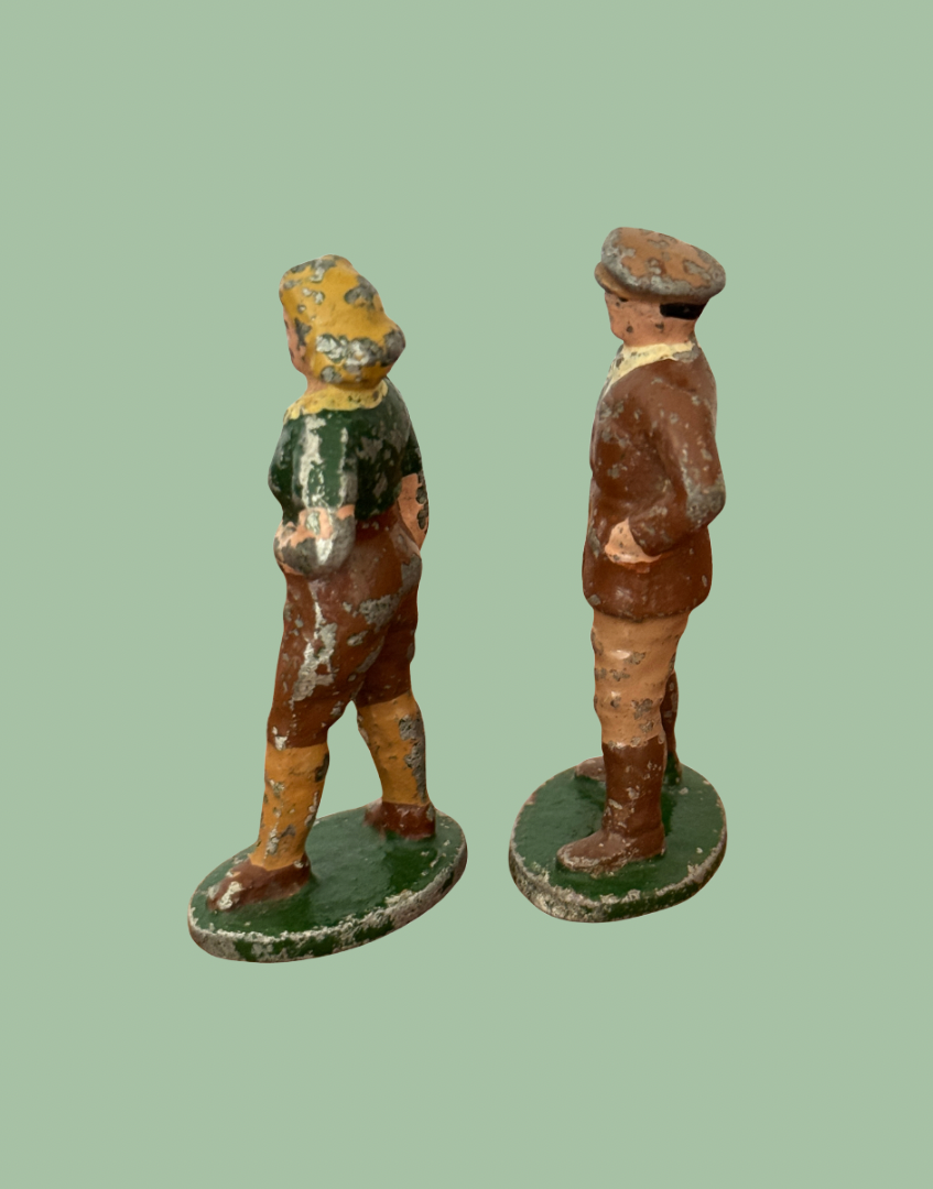 1920s Britains Land Girl & Farmer Lead Farm Figure Pair