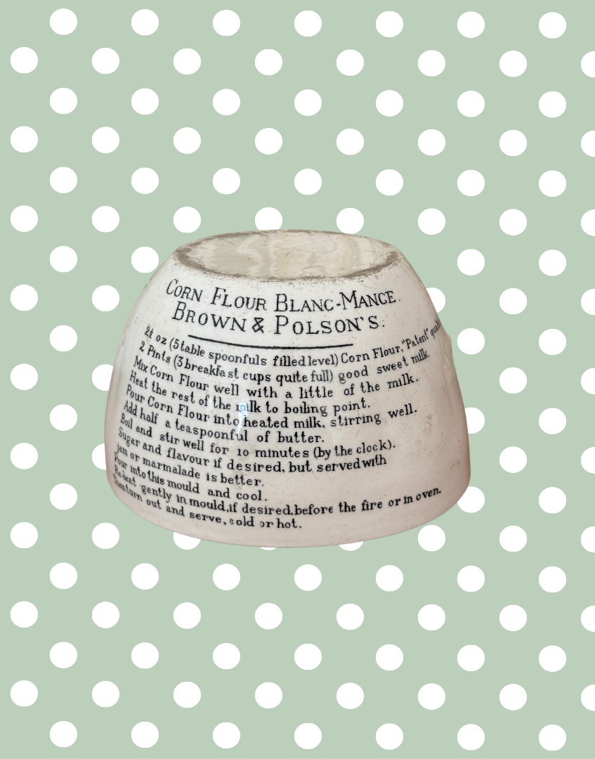 1910 -1920’s Vintage Brown & Polson’s Corn Flour Blancmange Mould with Printed Recipe | Highly Collectable Kitchenalia