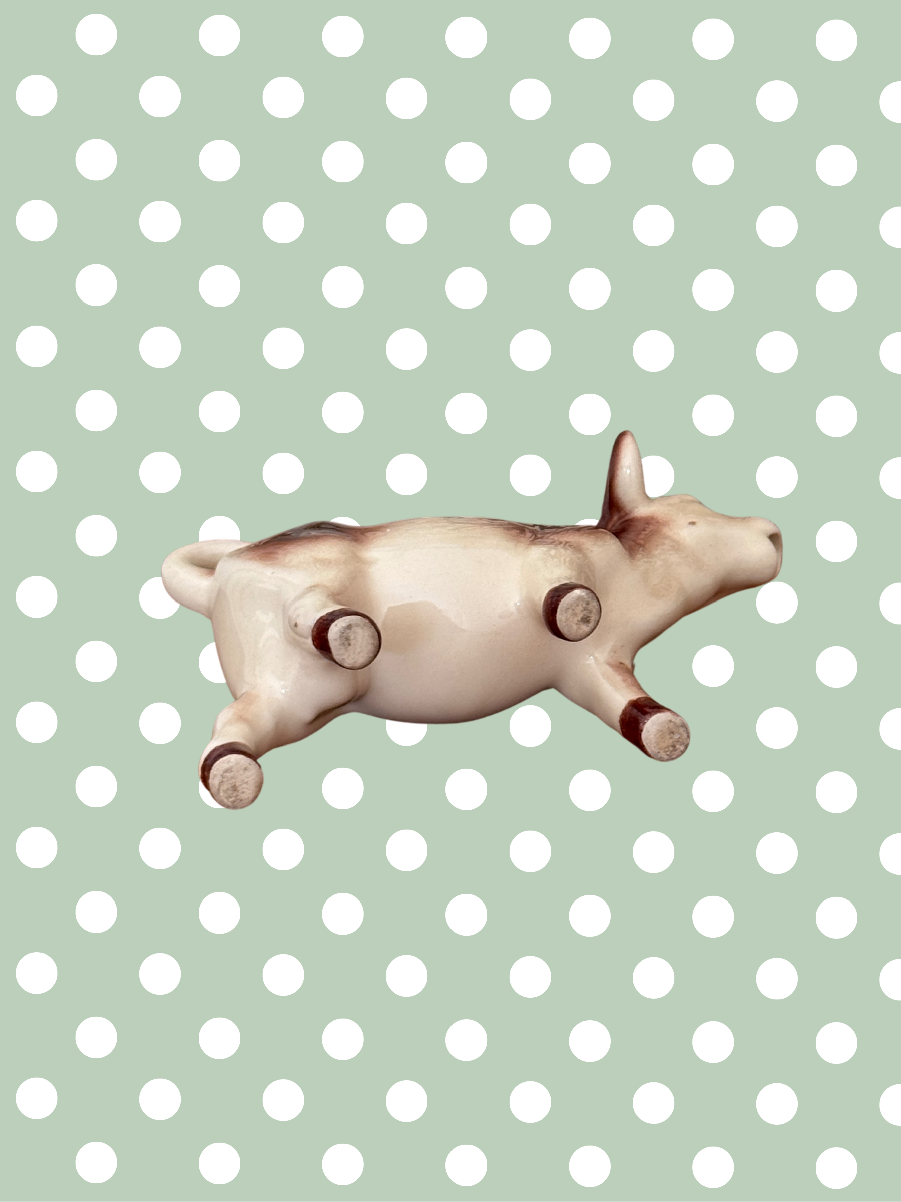 Large Mid-Century Cow Creamer with Brown Patchwork Design – Beautiful Characterful Cottagecore Vintage Piece