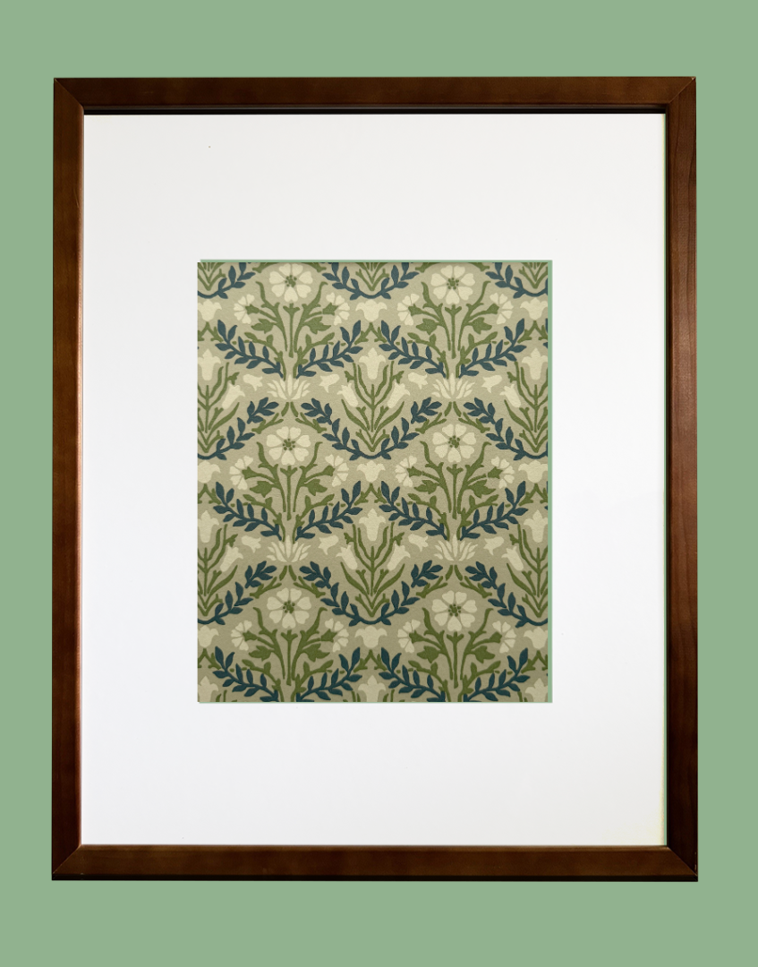 'Bellflowers – Grey & Fennel’ Vintage William Morris Unique Wall Art | Subtle Floral Framed Arts & Crafts Floral Print