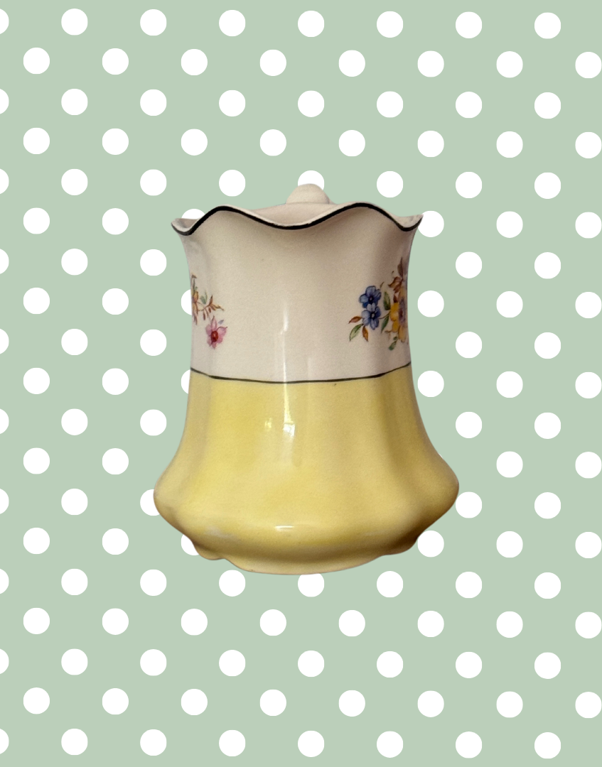Johnson Bros Pareek ‘Lombardy’ Floral Yellow Jug | Vintage English Pretty Milk Creamer 1930s-1940s