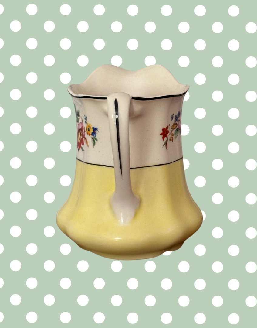 Johnson Bros Pareek ‘Lombardy’ Floral Yellow Jug | Vintage English Pretty Milk Creamer 1930s-1940s