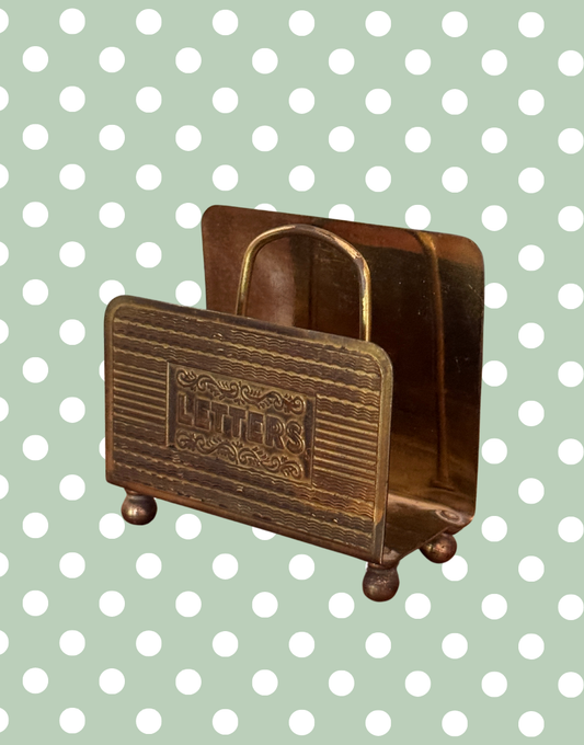 Vintage Decorative Brass Early 20th Century Letter Holder | Decorative WR & S Brass Letter Rack