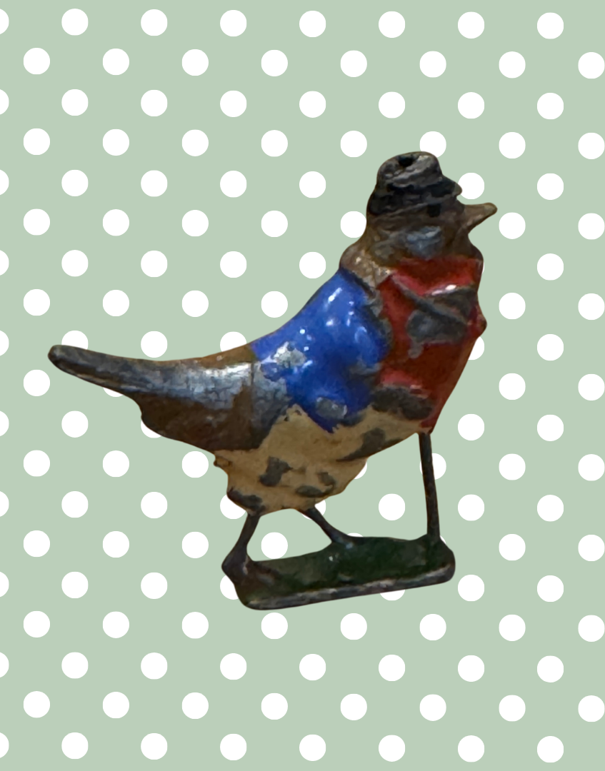 ‘Gussie Robin’ Cadbury Cococub Bird Figurine | Vintage Handpainted Lead 1930s Collectible