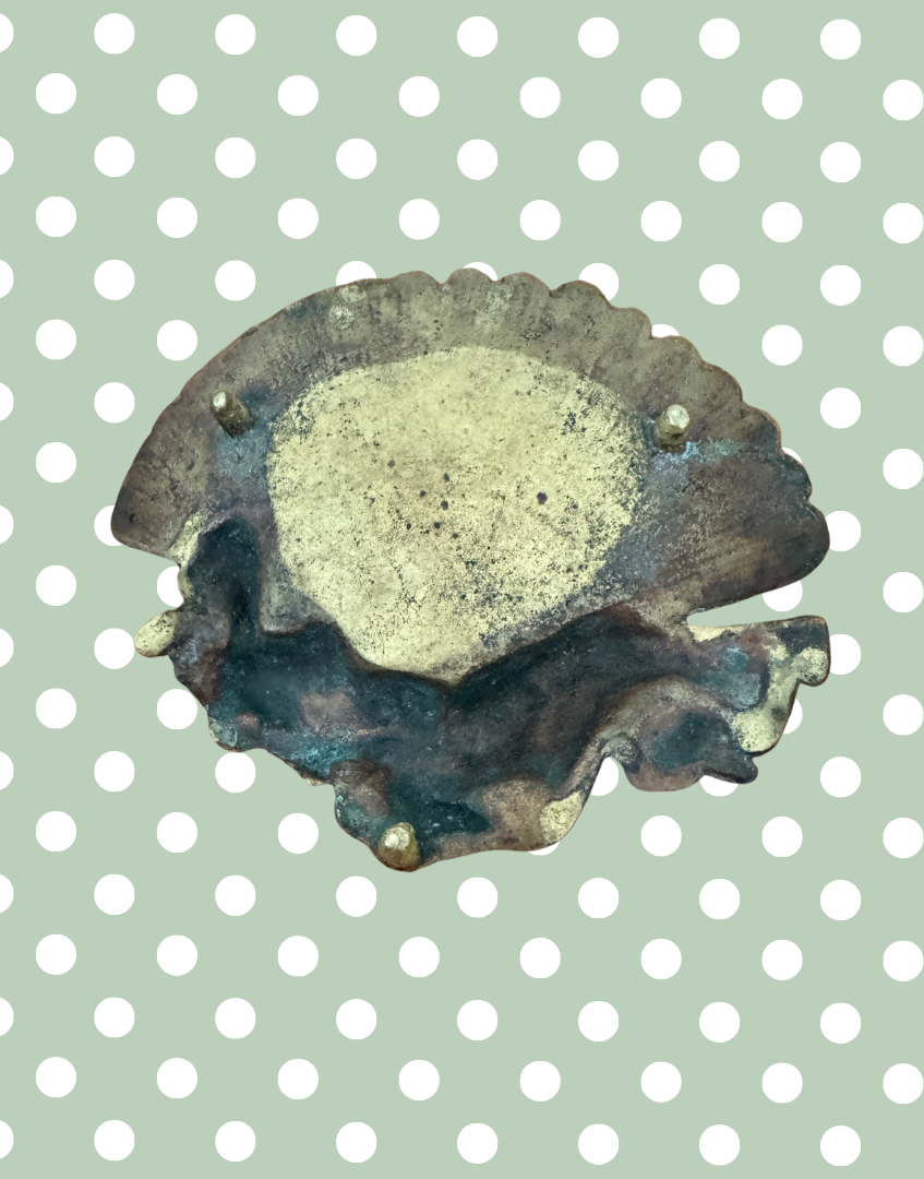 Collectable Antique Art Nouveau Brass Dish | Fan Shaped with Reclining Muse Trinket Tray or Decorative Ashtray