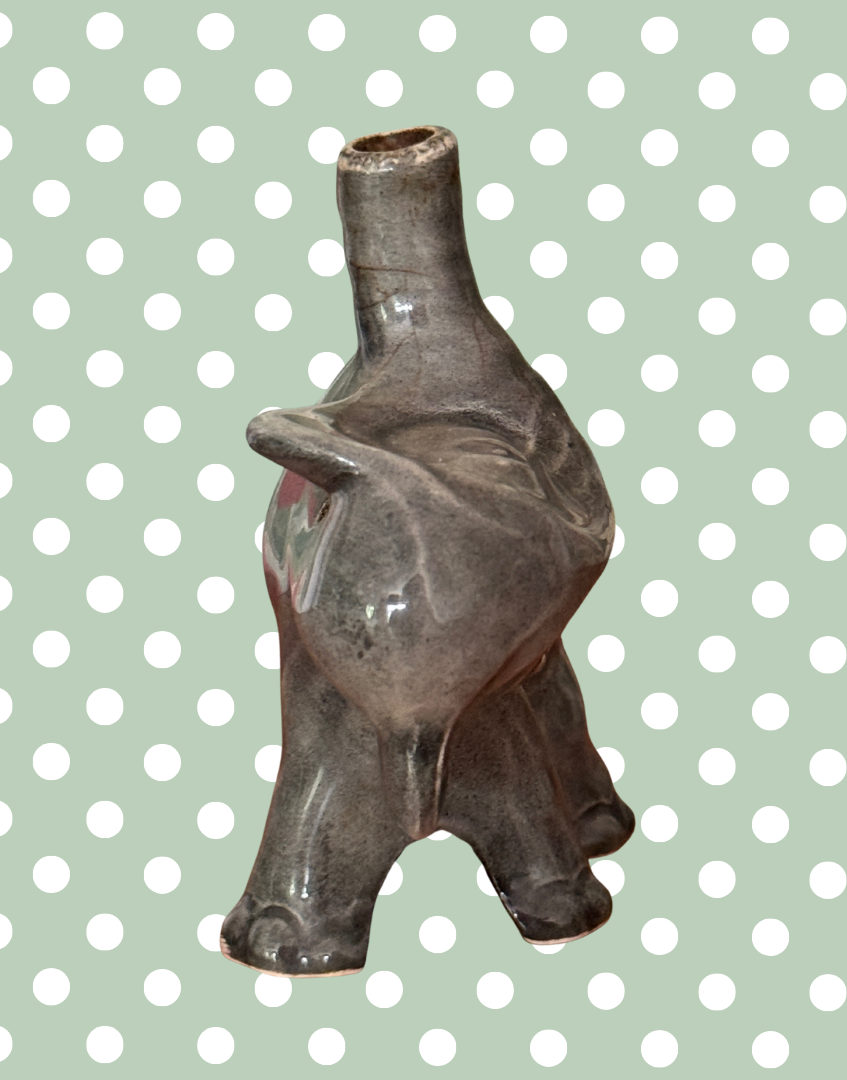 Rare & Adorable Grey Elephant Pie Funnel | Charming Grimwade for Nutbrown Vintage Collectable