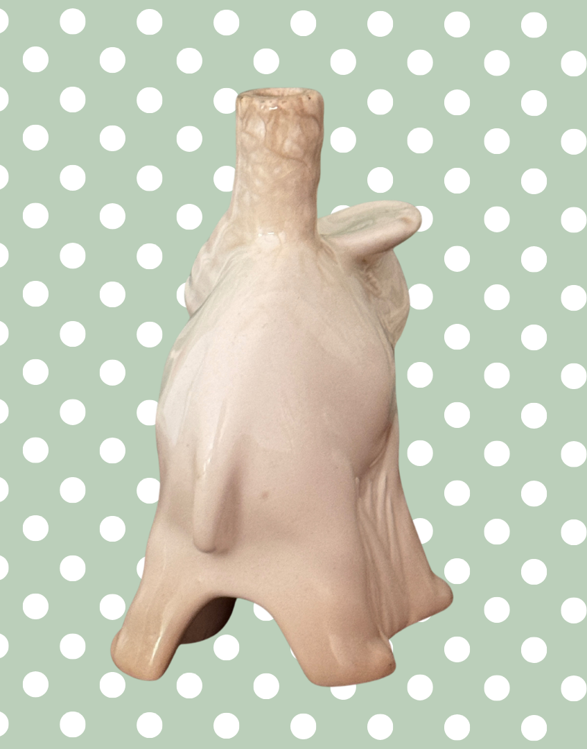 Characterful & Quirky White Elephant Pie Funnel | Playful Vintage Nutbrown Ceramic Baking Collectable