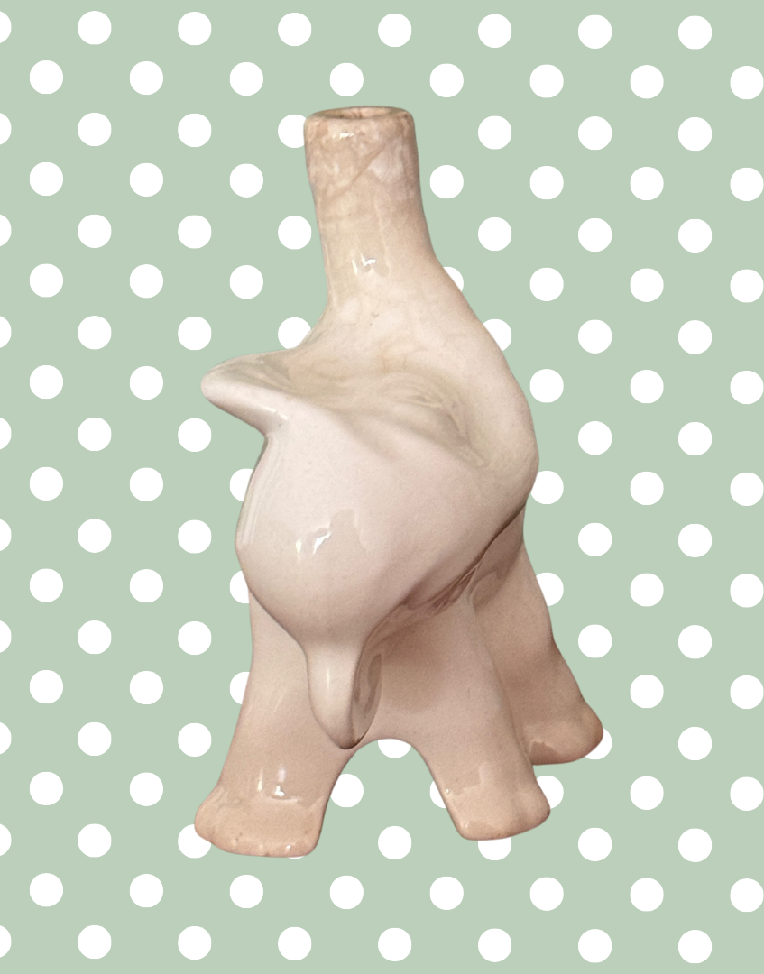 Characterful & Quirky White Elephant Pie Funnel | Playful Vintage Nutbrown Ceramic Baking Collectable