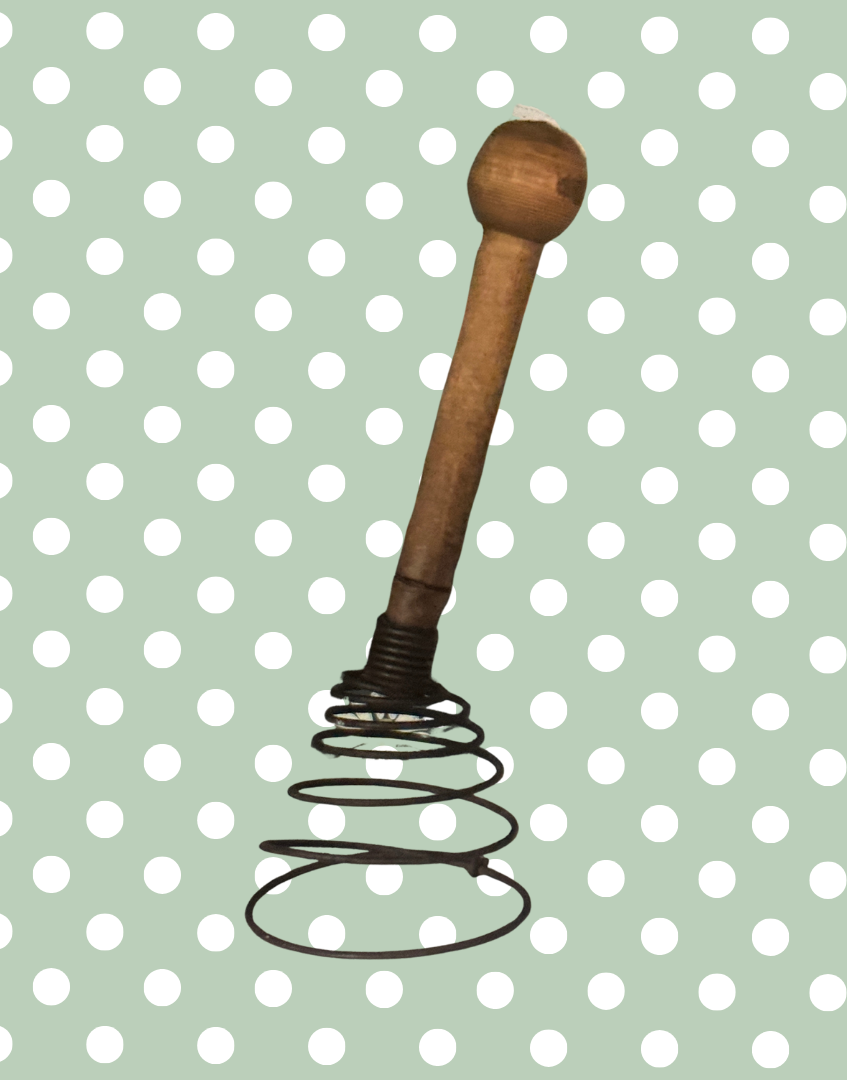 Antique Wooden Kitchen Utensils Trio of Coil Whisk, Cooking Spoon and Spatula | Perfect Mid-Century Styling Props