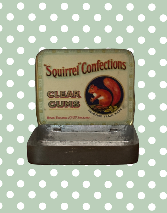 Characterful Vintage Squirrel Confections Tin | 1930s Stockport Confectionery Collectable