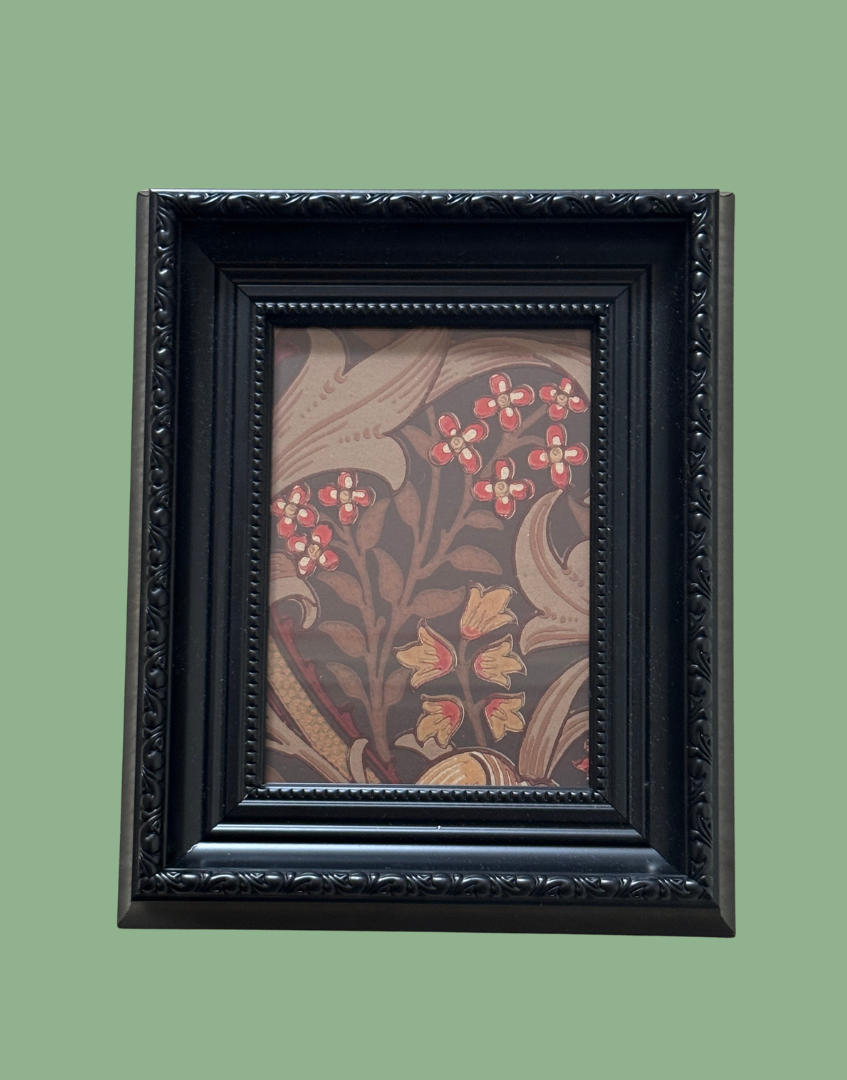 William Morris Golden Lily Framed Vintage Sample – Fig & Burnt Orange | Unique Autumn Wall Art