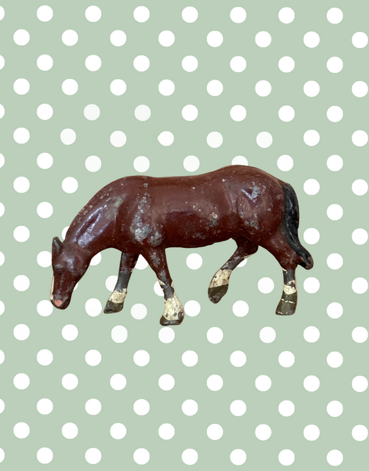 Vintage Elegant Medium Standing Chestnut Horse Figurine | 1920s John Hill & Co Lead Farm Collectible