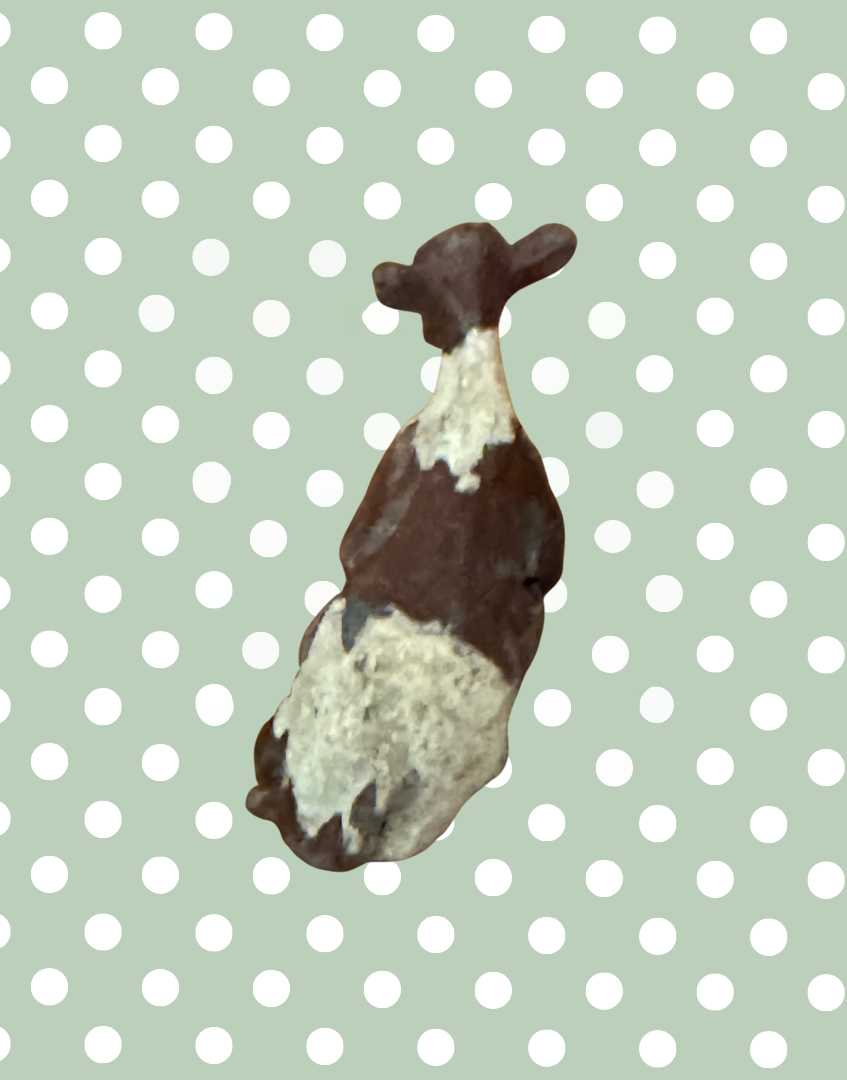 Beige and Brown Laying Down Small Cow / Calf Pair | 1920s Britains Lead Farm Toy Collectibles