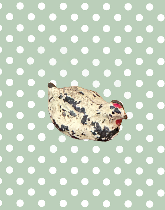 Sitting Cream & Red Chicken with Rustic Detail | 1920s Britains Hand-Painted Lead Toy