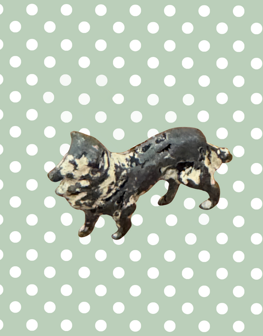 Miniature Black and Cream Working Farm Dog (Version2) | 1920s Britains Lead Toy Collectible