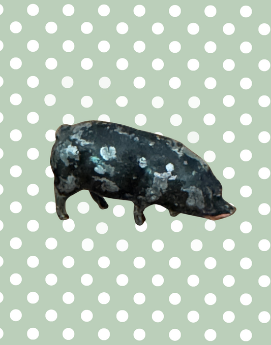 Charming Medium Black Pig With Aged Patina | Britains Ltd Farm & Countryside Lead Toy Collectable 1920s
