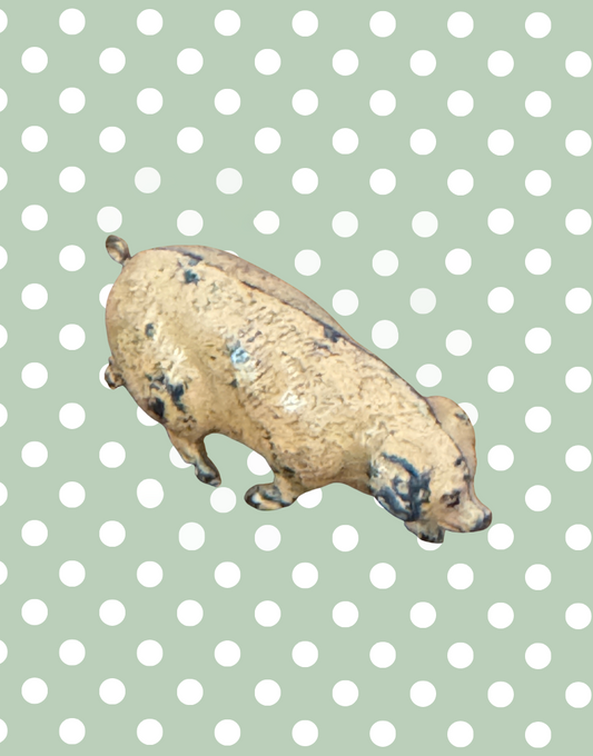 Small Ballet Slipper Pink Walking Pig with Curly Tail | 1920s Britains Hand-Painted Lead Farm Toy