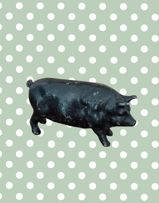 Medium Black Pig Figurine | John Hill & Co Farm & Countryside Lead Toy Collectable 1920s 