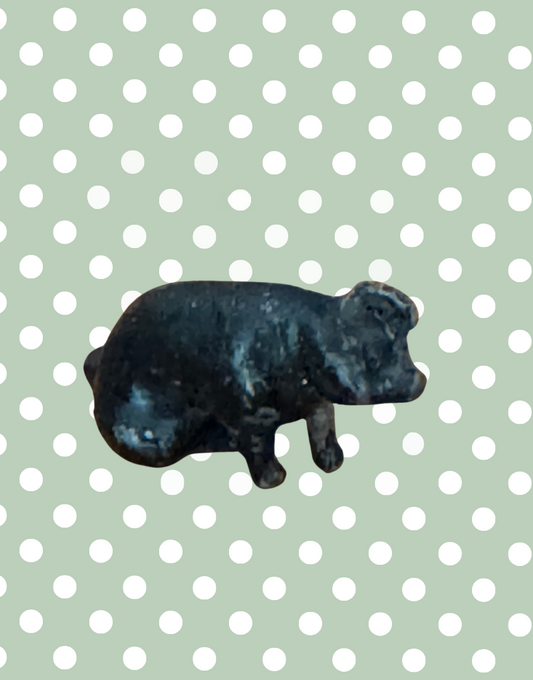 Black Miniature Sitting Piglet | Charming 1920s Britains Lead Farmyard Collectible
