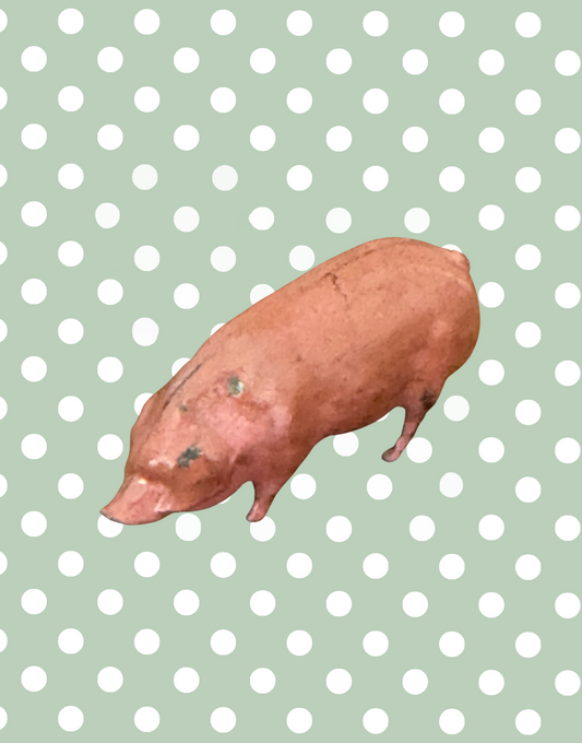 Glossy Characterful Medium Pink Pig | 1920s Britains Hand-Painted Lead Farm Toy Full of Charm