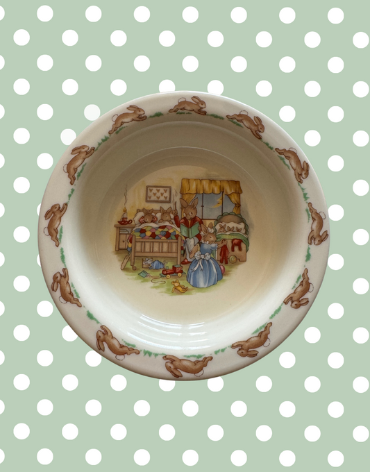 Royal Doulton 'Bunnykins' Collectable Nursery Bowl - Adorable 1934 Beatrix Potter Tableware With 'Bedtime' Bunnies
