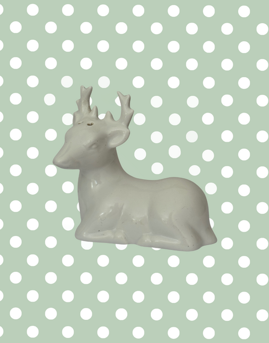 Vintage White Decorative Stag Pepper Pot | Ceramic Festive Christmas Tableware