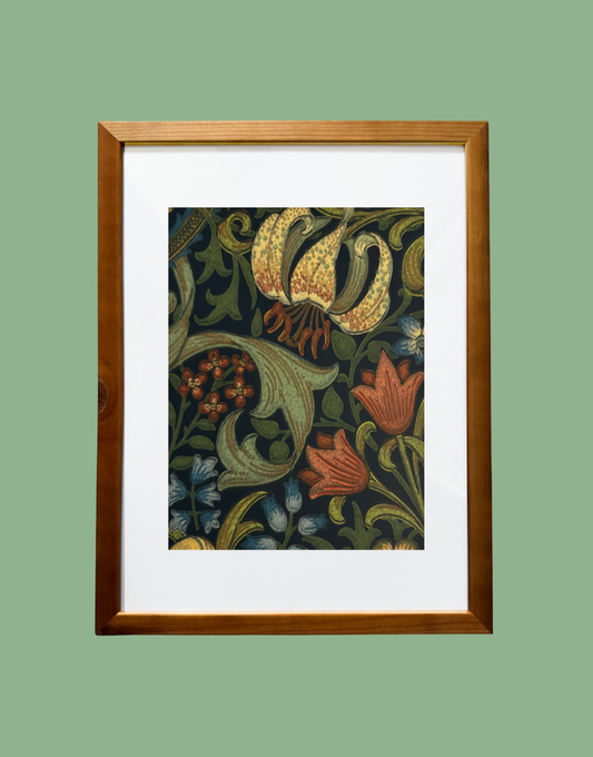 Golden Lily – Indigo | William Morris Autumnal Collection Botanical Framed Wall Art
