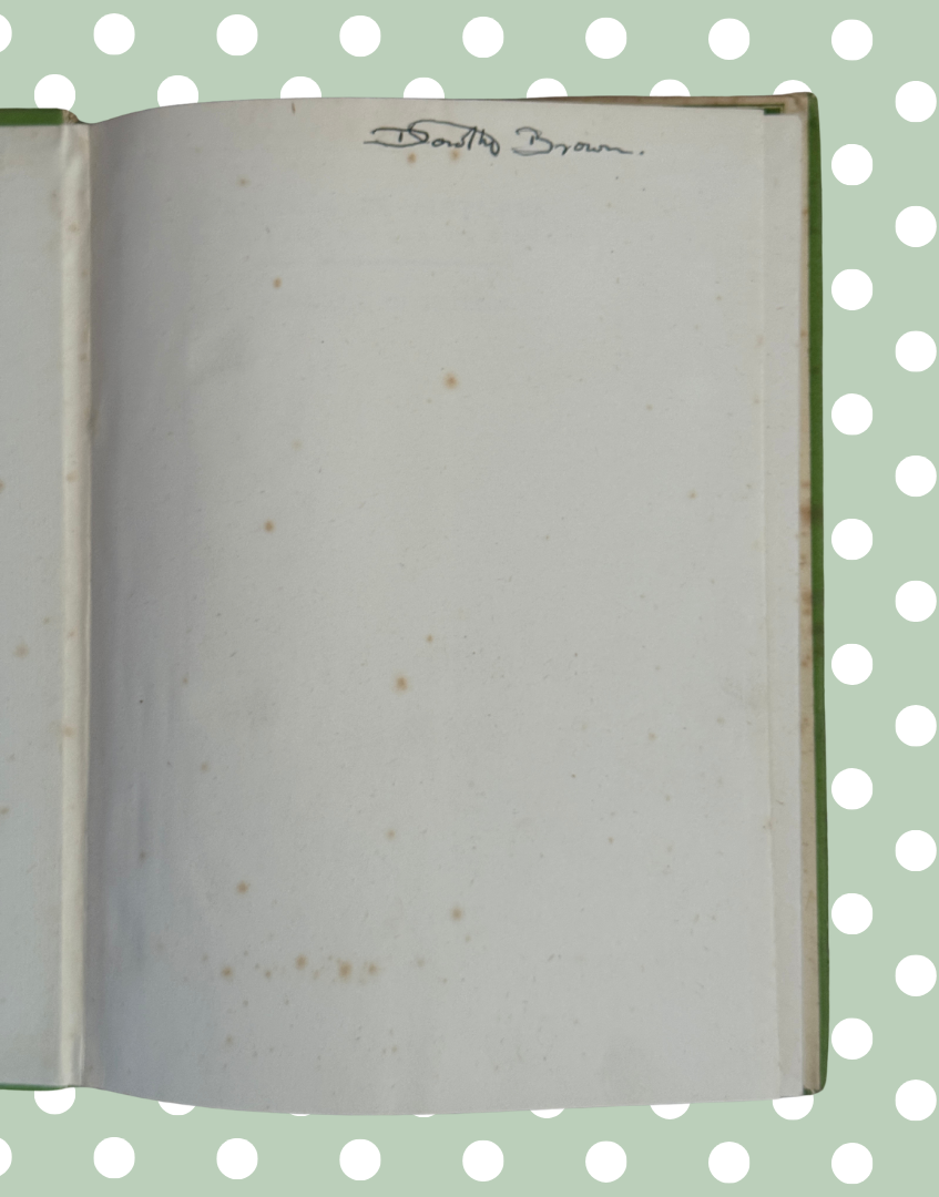 Inside front cover of Wild Life of Britain vintage book showing handwritten ownership name and condition