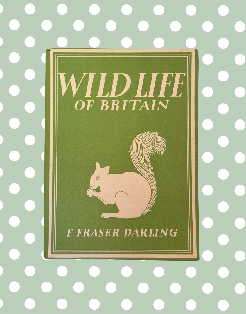 Apple green cloth bound cover of Wild Life of Britain 1943 vintage natural history book without dust jacket