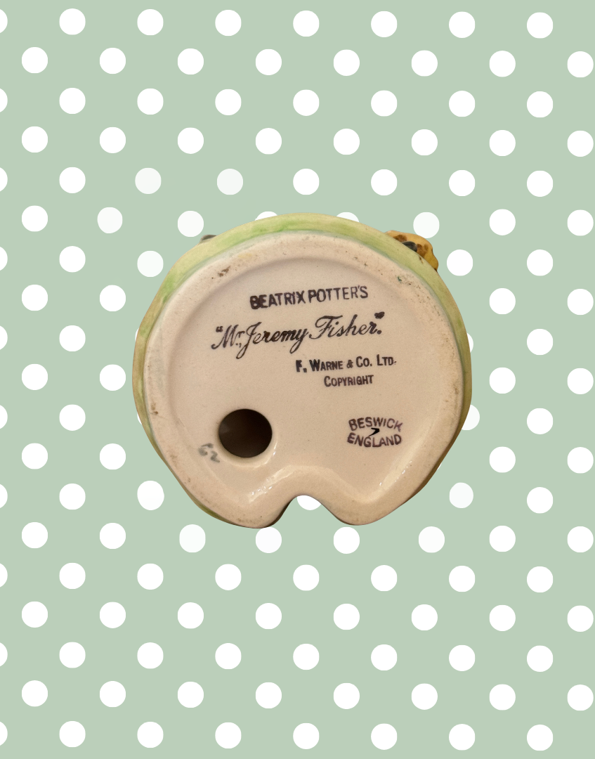 Base of Beswick Jeremy Fisher figurine showing the desirable BP-2a Gold Oval backstamp dating from 1955 to 1974