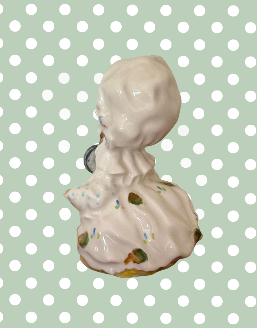 Rear view of vintage Beswick Lady Mouse porcelain figurine showing bonnet, dress and hand-painted finish