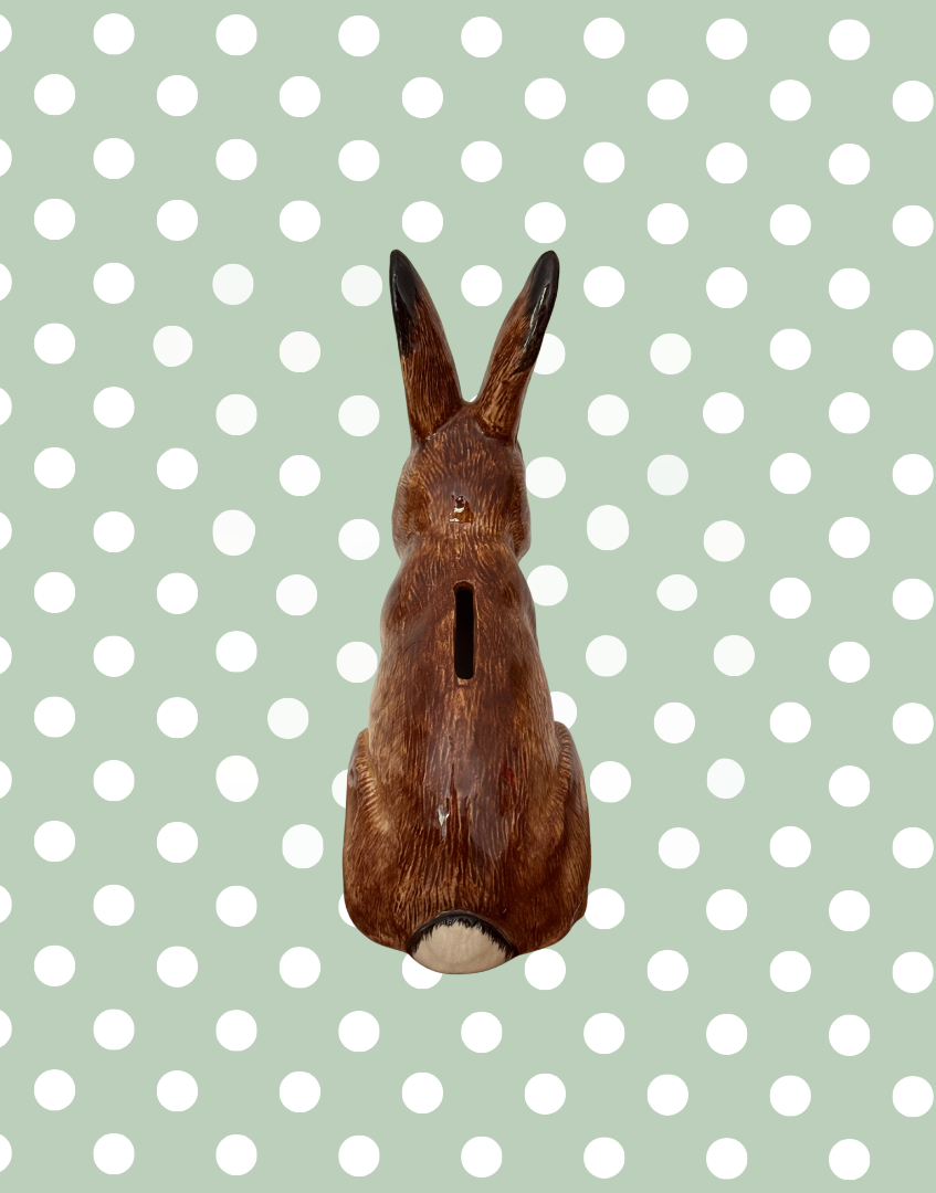 Rear View Showing Coin Slot on Back f Bewsich Hare Ceramic Moneybox