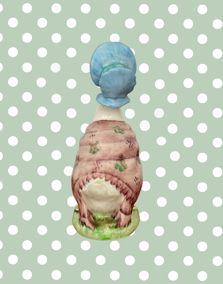 Back view of vintage Beswick Jemima Puddle Duck figurine showing painted ceramic detail