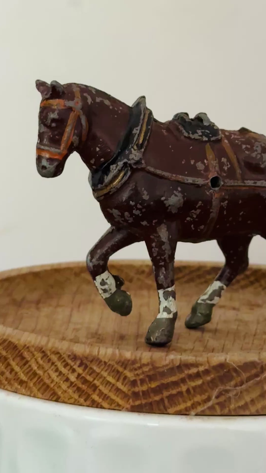 Large Standing Brown Working Cart Horse (Version 1) | Crescent Toys Vintage Lead Horse (England)

