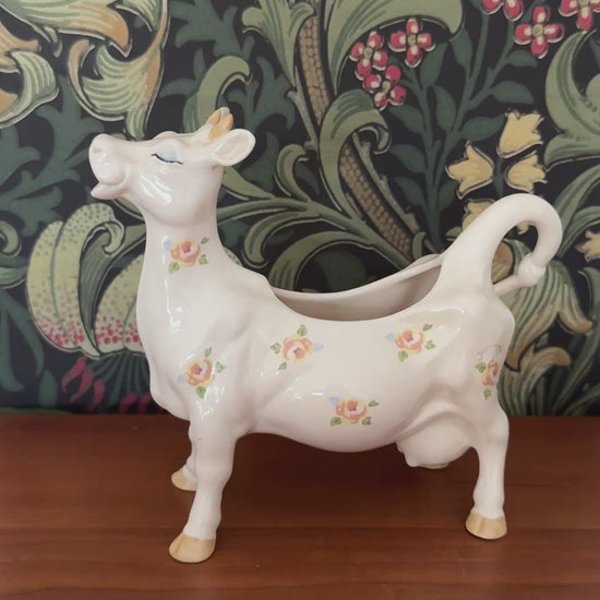 Beswick ‘Daisy the Cow’ Floral Cow Creamer Figurine | 1980s Vintage English Pottery Collectable