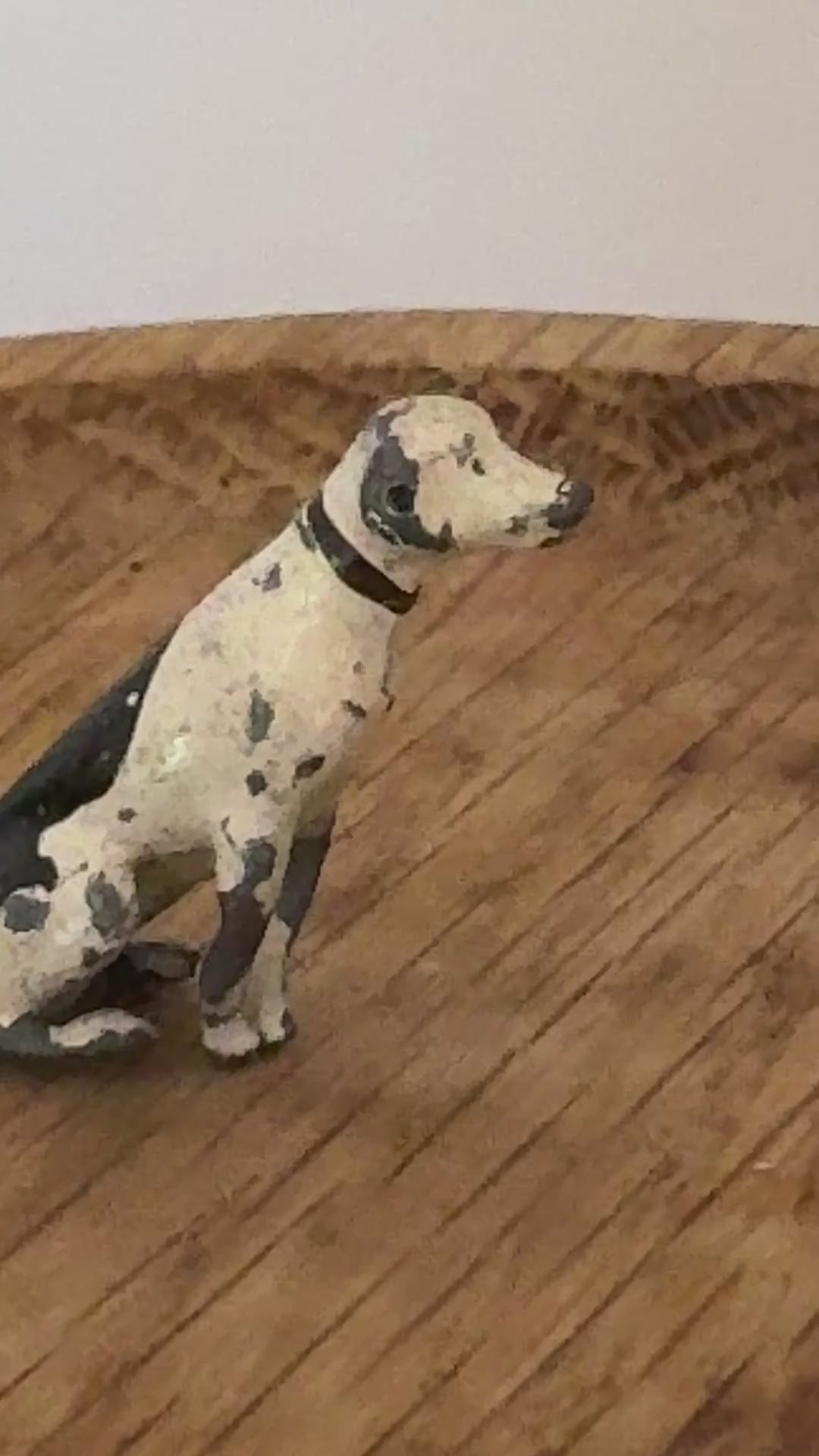 Rare Miniature Sitting Black & White Dog with Black Collar | Britains Ltd Vintage Lead Animal (1920s)