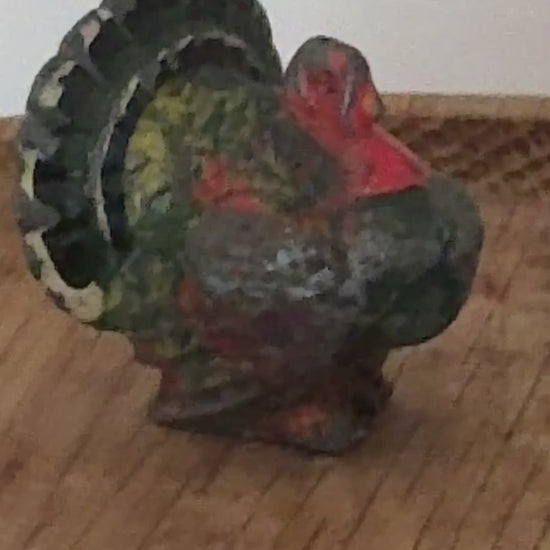 Small Black & Red Turkey With Fan Tail | Britains Ltd Vintage Lead Bird Toy (1920s)