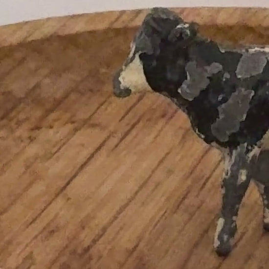 Charming Miniature Black & White Standing Calf | Britains Ltd Vintage Lead Animal Figurine (1920s)