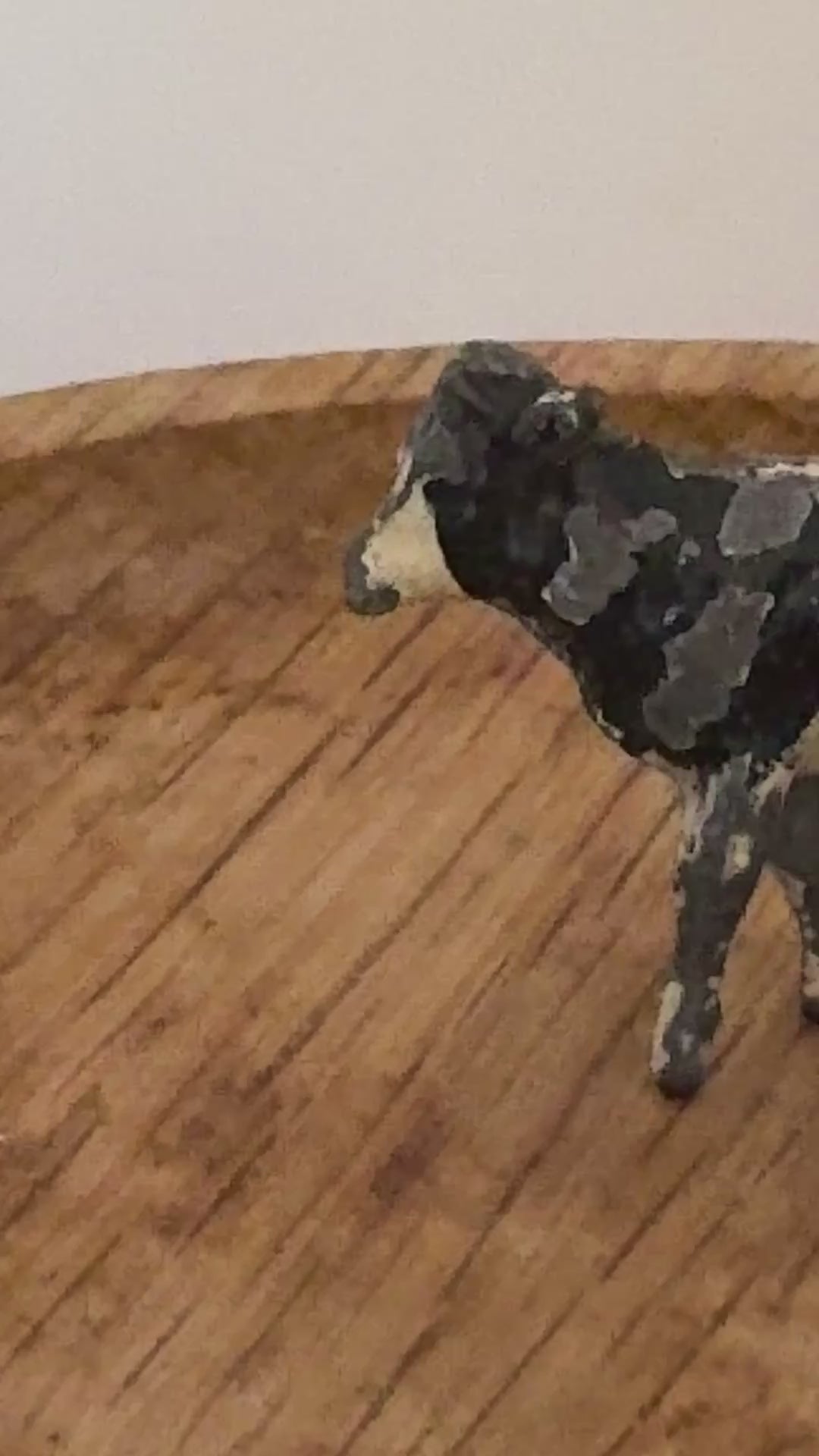 Charming Miniature Black & White Standing Calf | Britains Ltd Vintage Lead Animal Figurine (1920s)