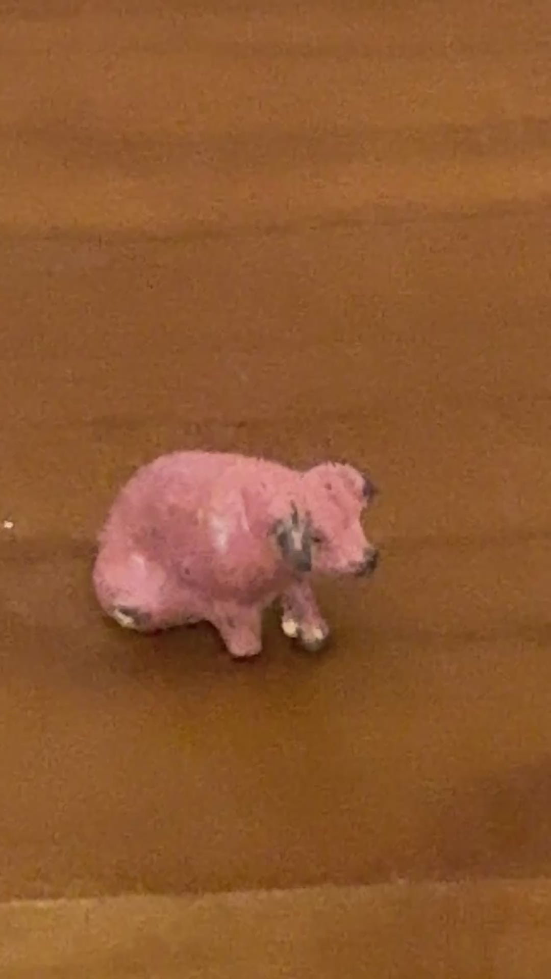 Miniature Glossy Sitting Pink Piglet with Brown Ear Patch | Rare 1920s Britains Lead Toy Collectible
