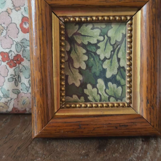 The Brook (Oak Leaf Detail) | William Morris Miniature Vintage Wall Art | Framed Linen Wallpaper Sample