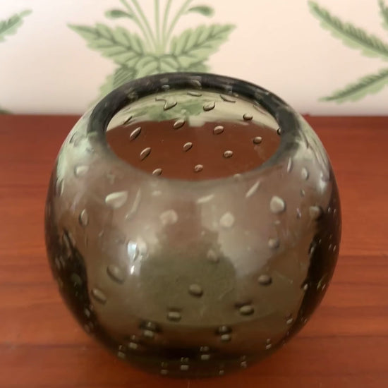 Whitefriars Sea Green Controlled Bubble Glass Vase | 1949-1950s Vintage Collectable