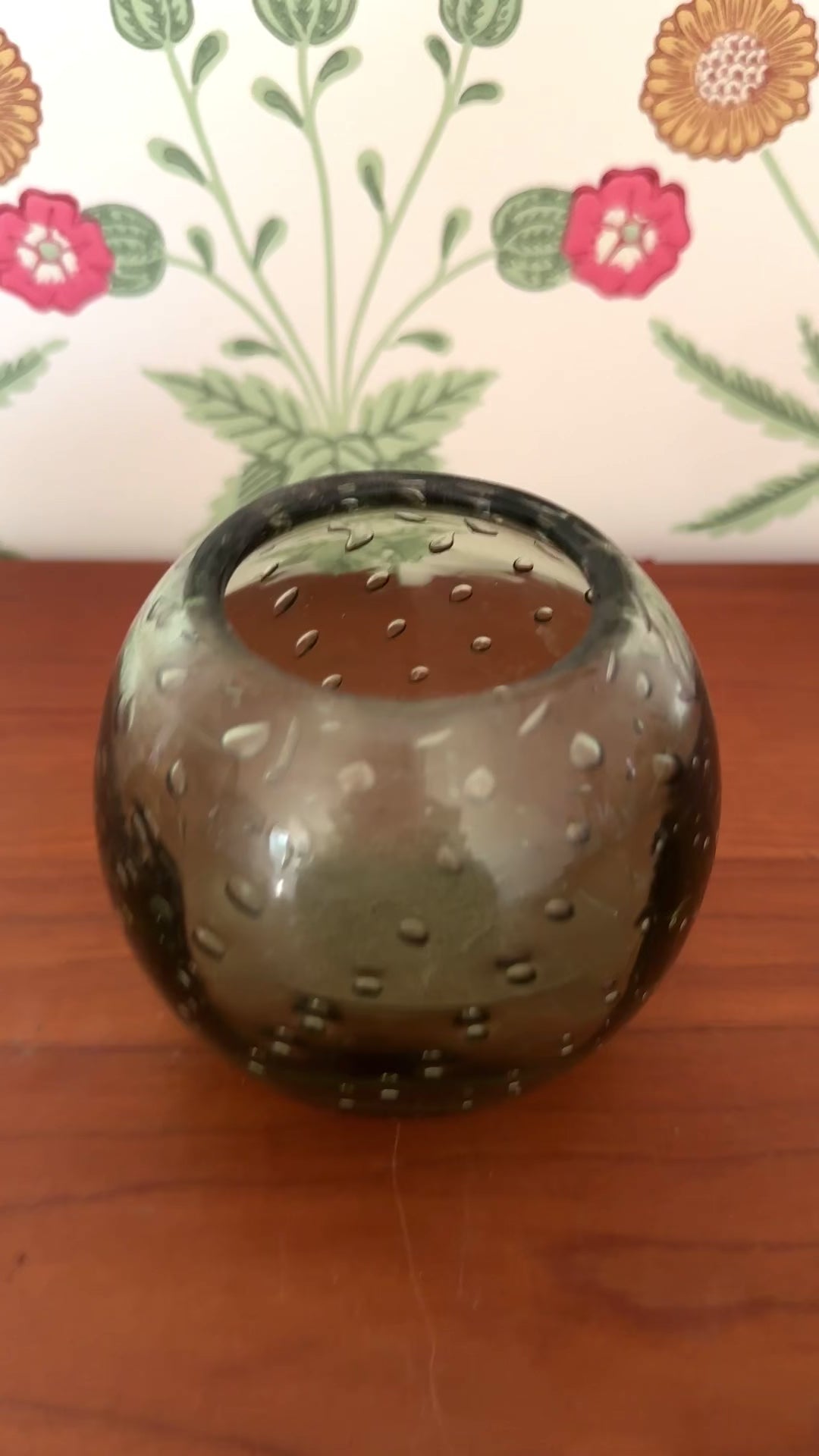 Whitefriars Sea Green Controlled Bubble Glass Vase | 1949-1950s Vintage Collectable