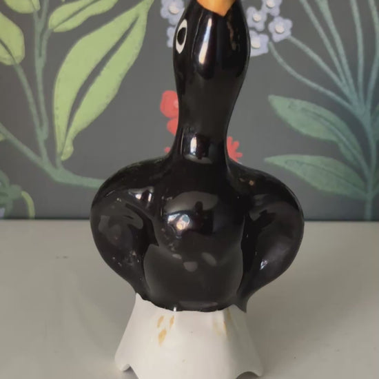 Highly Collectible ‘Midwinter’ Black & Yellow Pie Bird on White Perch | Mid-Century Classic Clarice Cliff British T