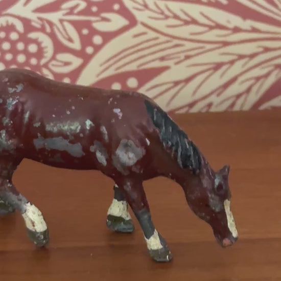 Vintage Elegant Medium Standing Chestnut Horse Figurine | 1920s John Hill & Co Lead Farm Collectible