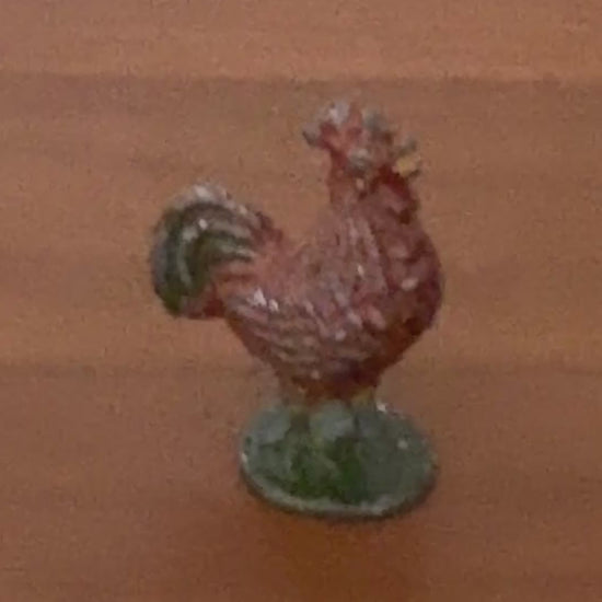 close up of brown cockerel miniature britains lead figurine