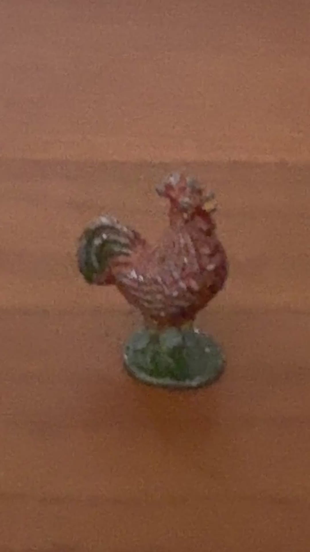 close up of brown cockerel miniature britains lead figurine