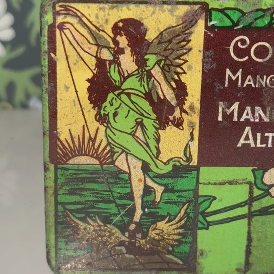 Vintage Cook & Co. Manchester Ring Travellers Tin | Art Nouveau Textile Advertising Tin with Angel Motif