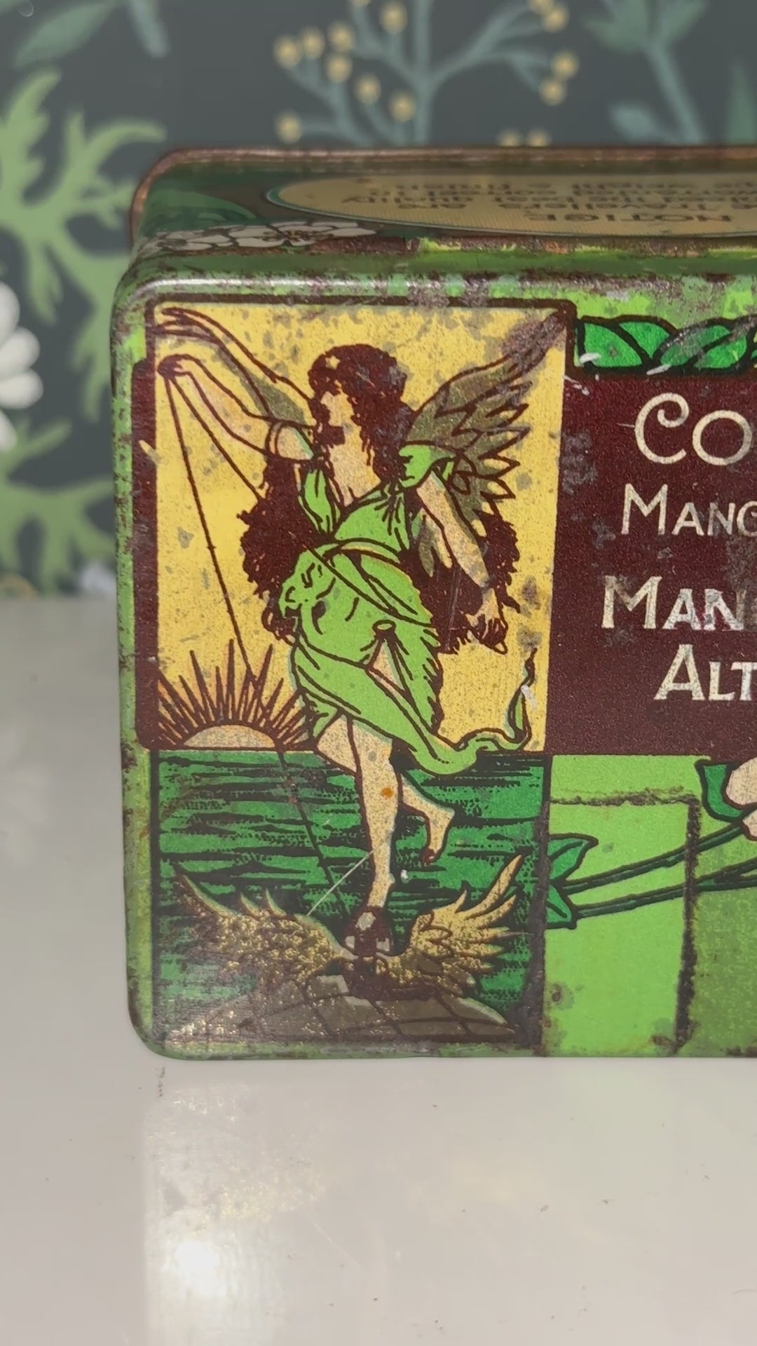 Vintage Cook & Co. Manchester Ring Travellers Tin | Art Nouveau Textile Advertising Tin with Angel Motif
